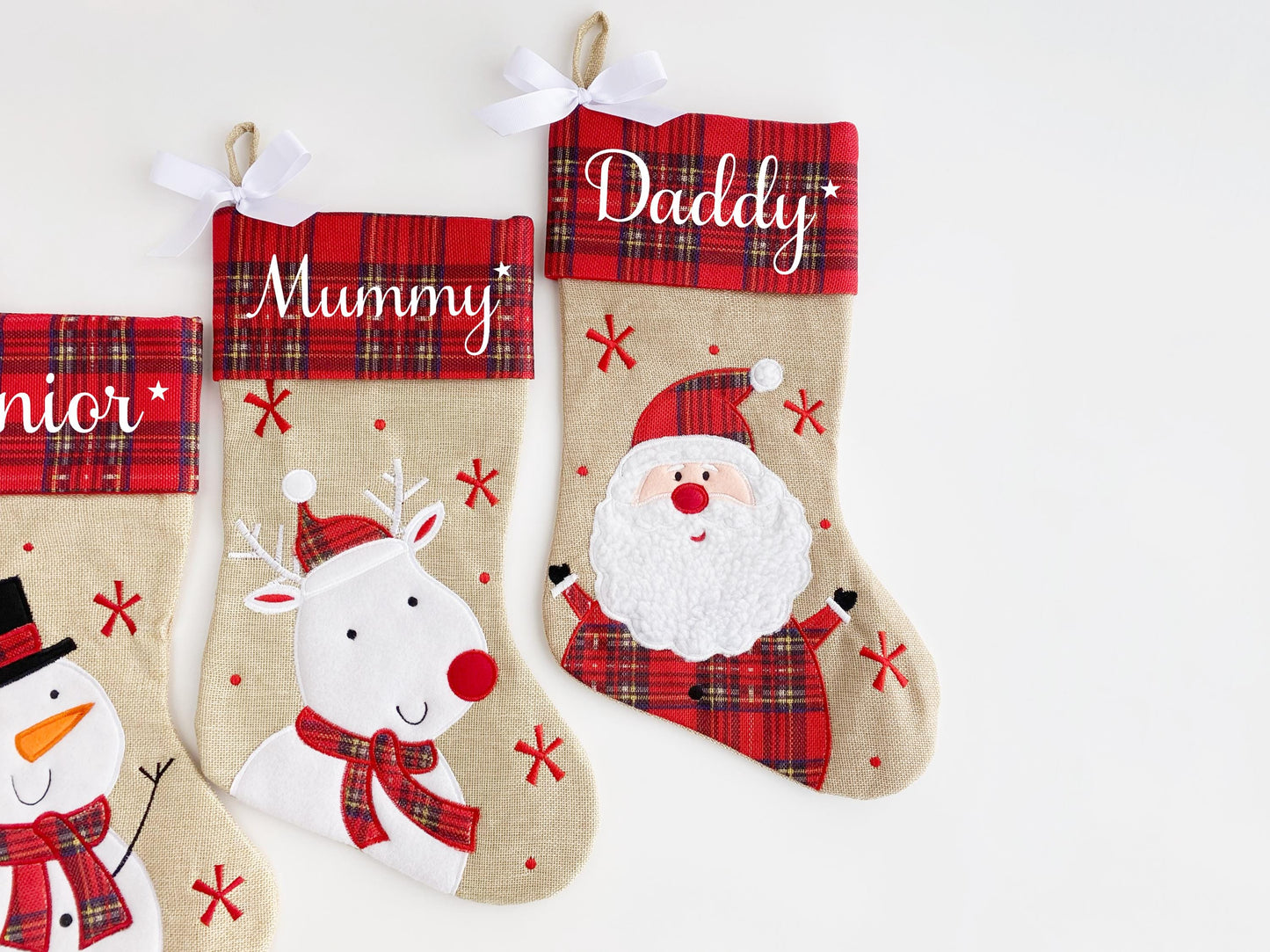 Personalized Christmas Stocking, Tartan & Burlap Stocking