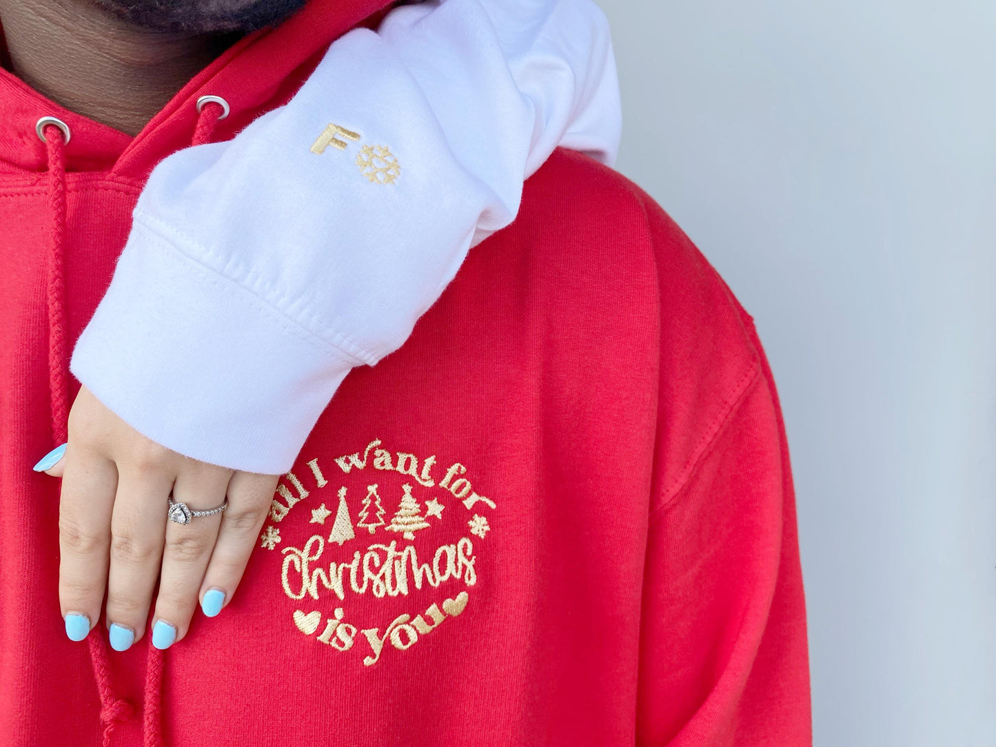 Custom Embroidered Couples Christmas Hoodie: Matching His & Hers