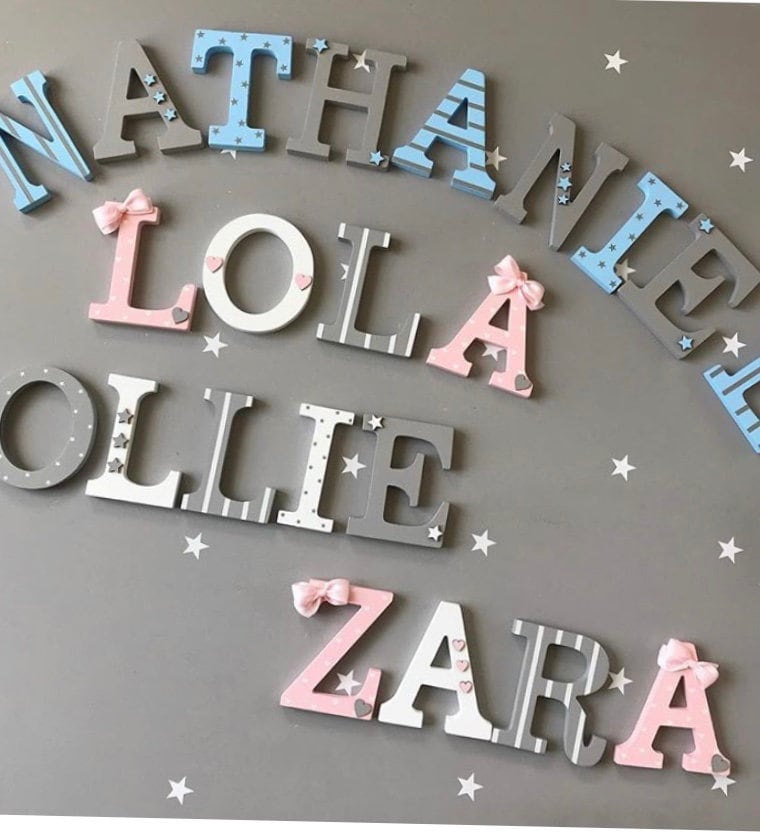 Painted Wooden Name Letters, Nursery Wall Decor