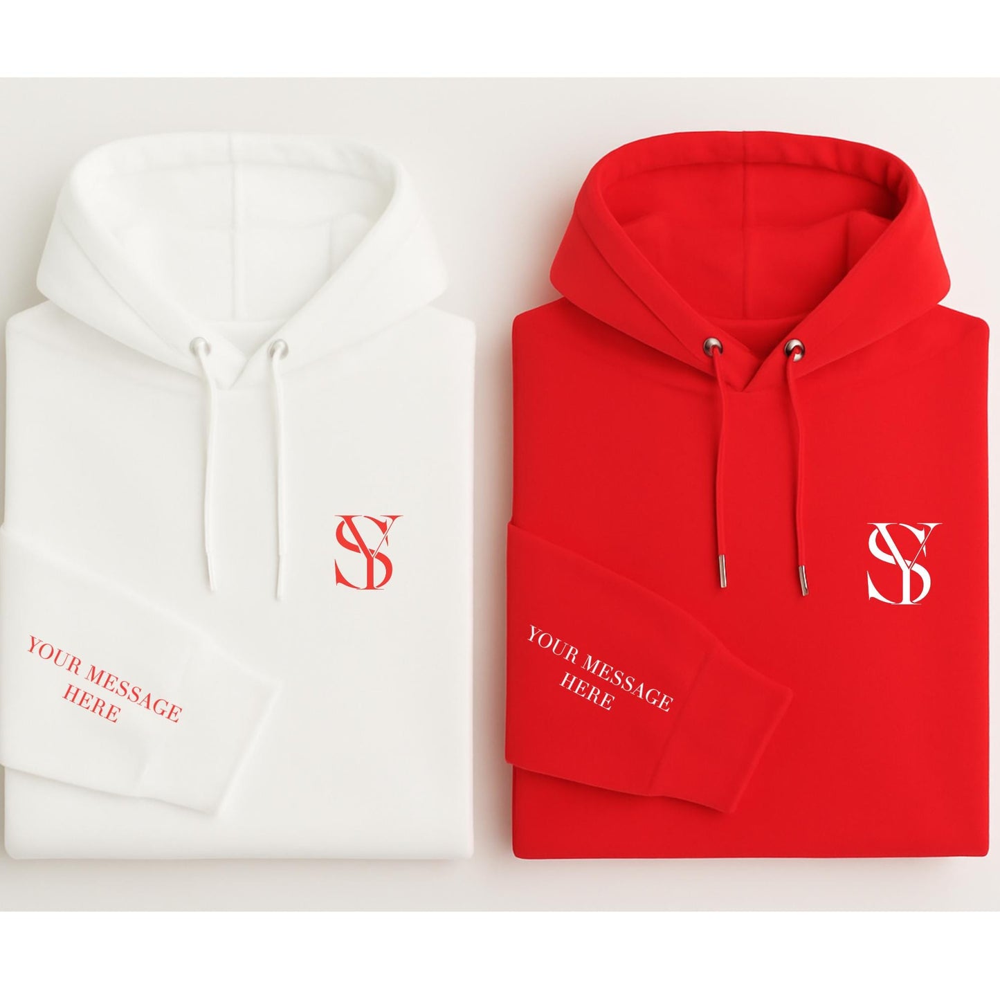 Matching sweatshirt for couples valentines gift, with initials and message on sleeve cuff
