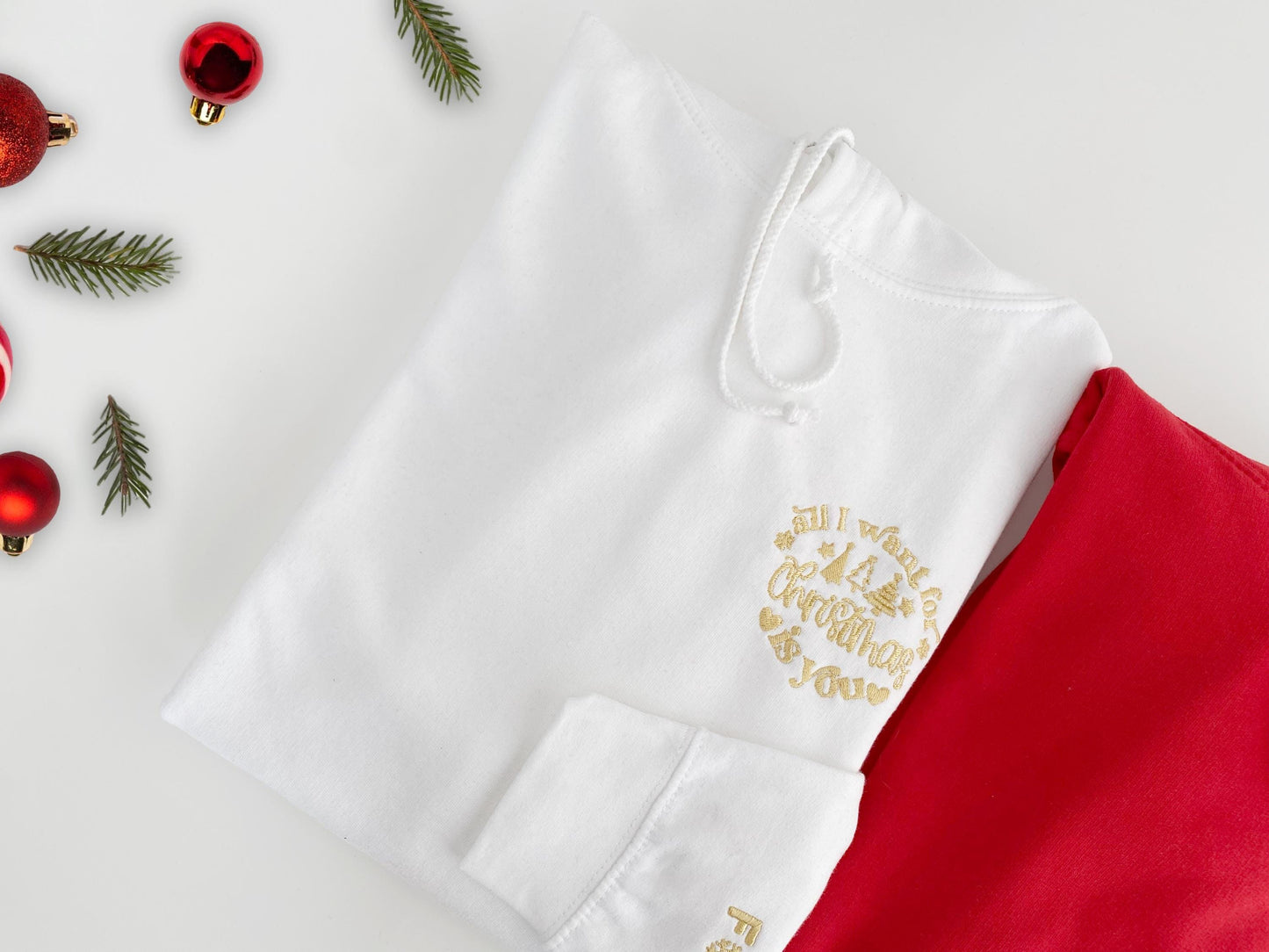 Custom Embroidered Couples Christmas Hoodie: Matching His & Hers