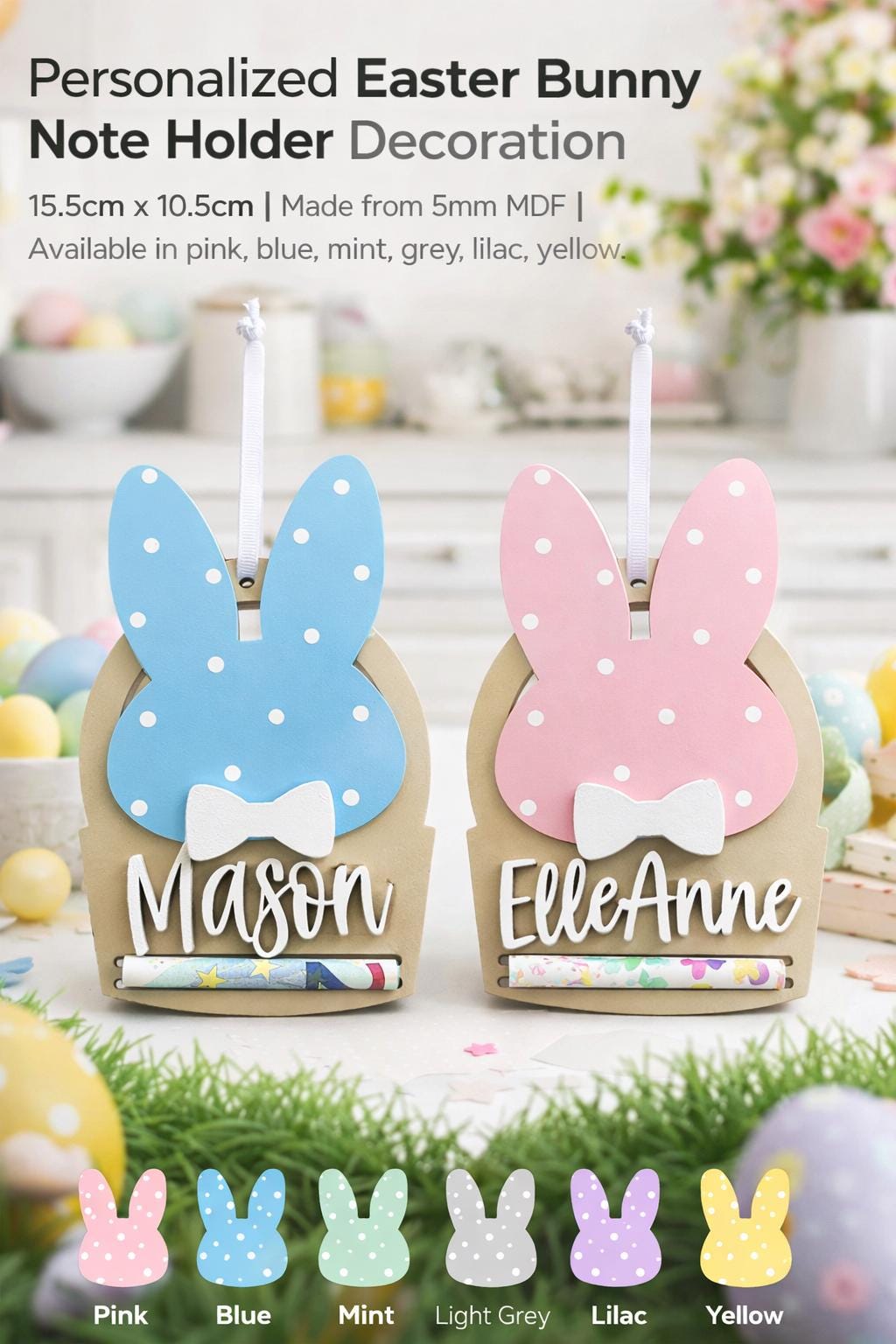 Personalized Easter Bunny Name Money Holders – Customizable with Name and Colors