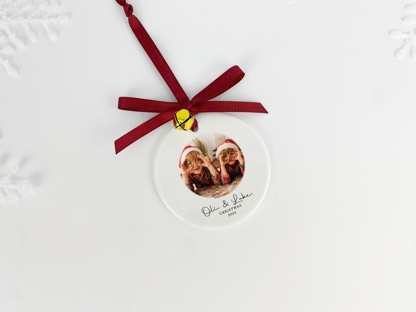 Personalized Photo Christmas Ornament: Custom Ceramic Bauble