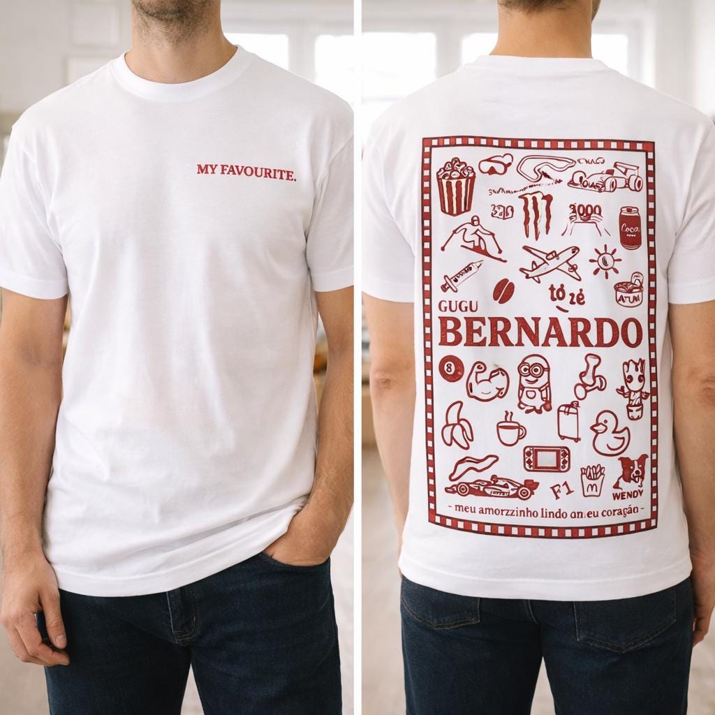 Custom Doodle Icon Shirt, Personalised Sketch Tee, Couples Gift