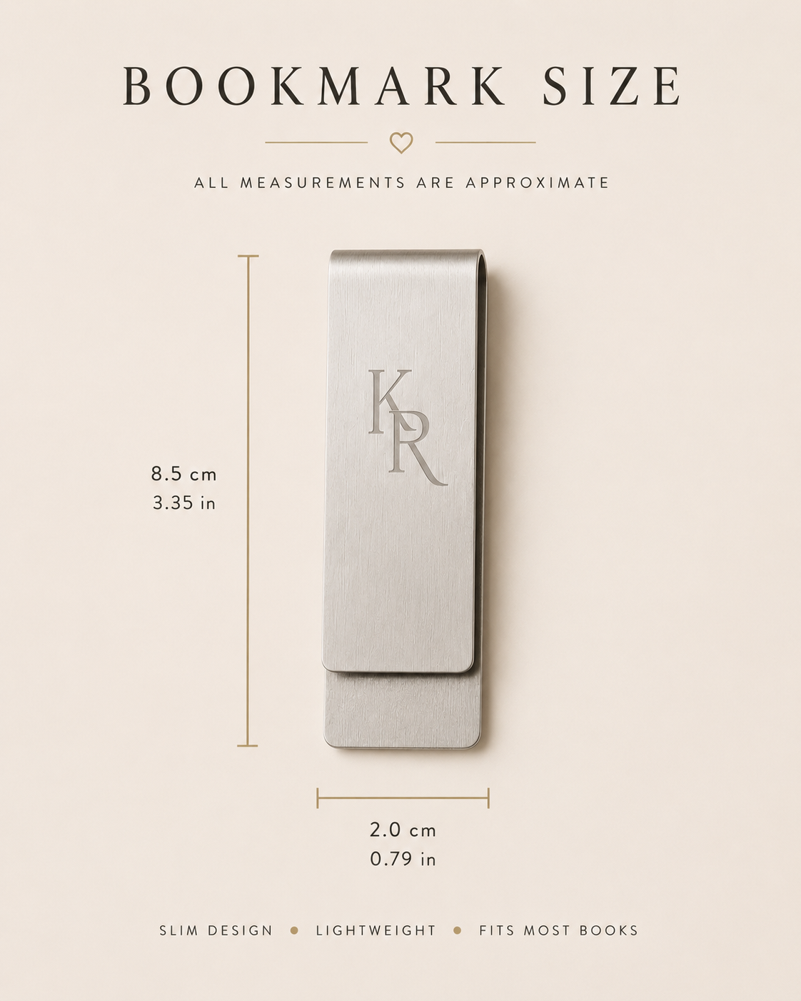 Personalised Engraved Bookmark – Custom Monogram Stainless Steel Bookmark | Gift for Book Lover