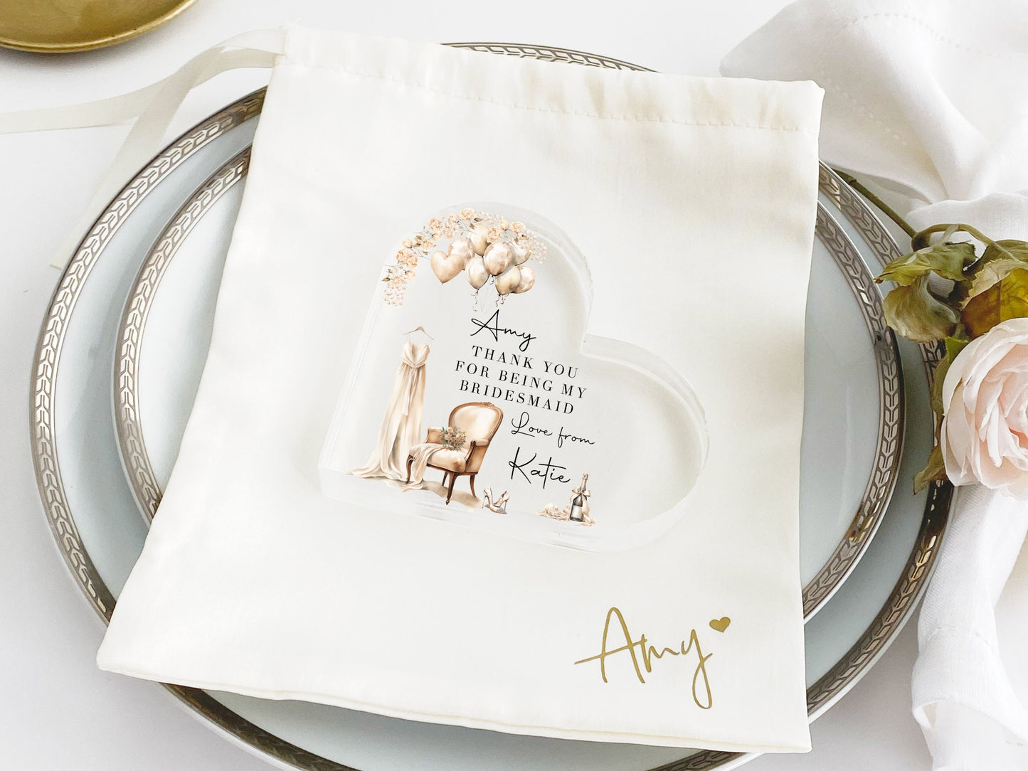 Personalized Bridesmaid Thank You Gift: Wedding Keepsake Block