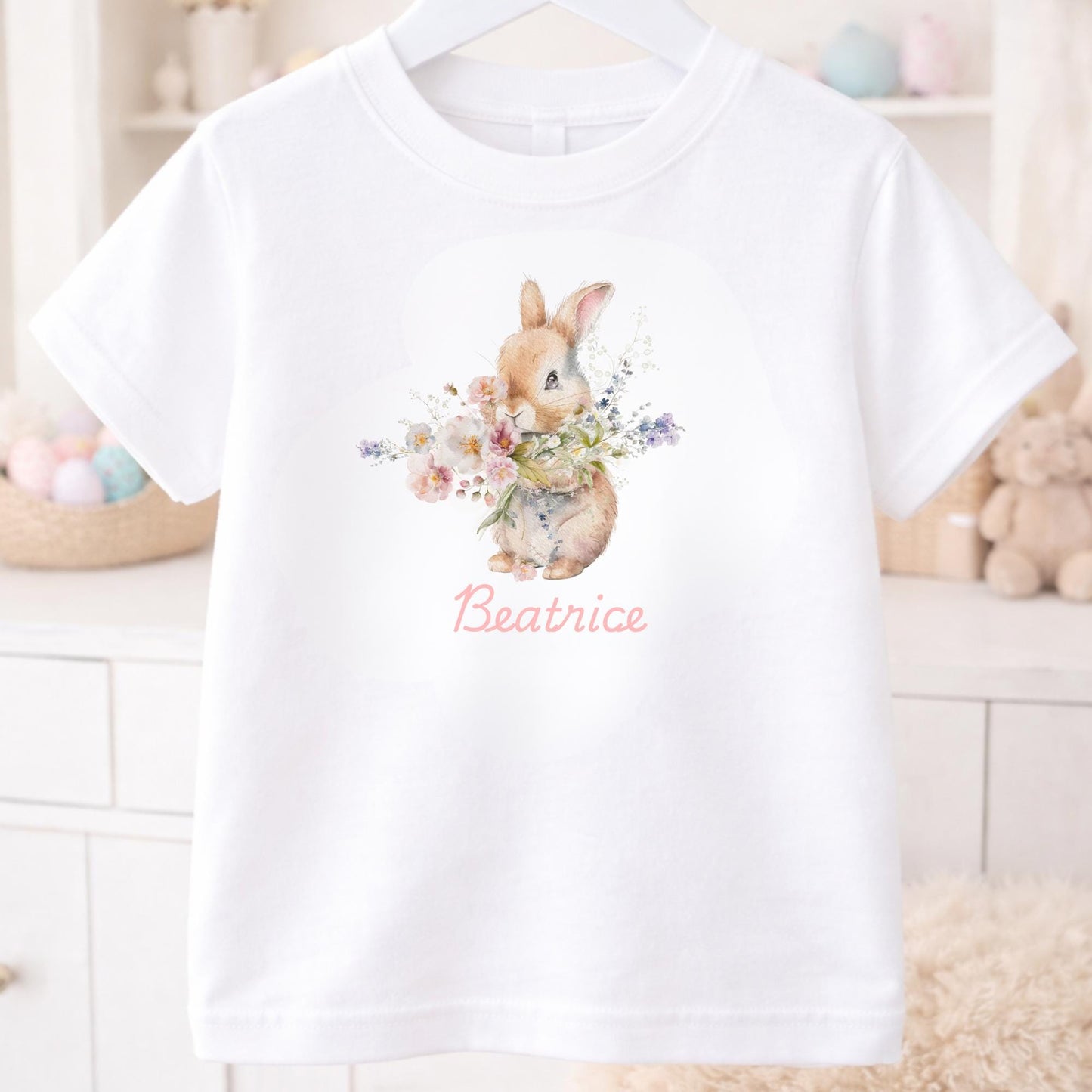 Personalized Easter Bunny Sweatshirt – Floral Rabbit Spring Outfit