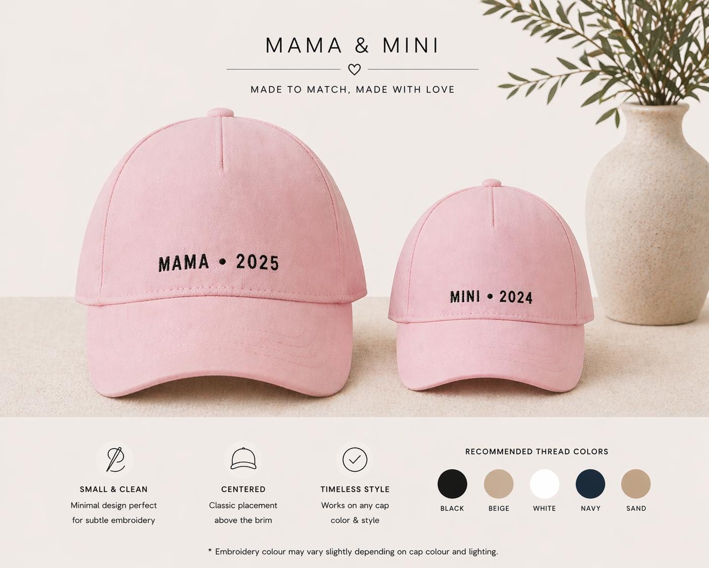 Custom Embroidered Dad and Mini Caps, Matching Family Baseball Hats