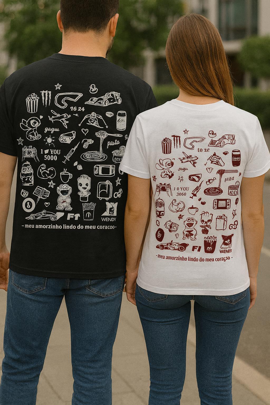 Custom Doodle Icon Shirt, Personalized Couple Gift, Valentine's Day Tee