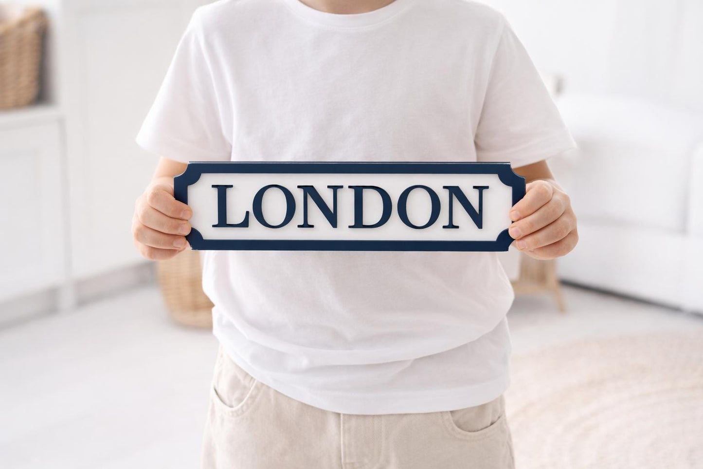 Nursery Name Sign, Childs room plaque plate, Custom Kids wooden Room Decor