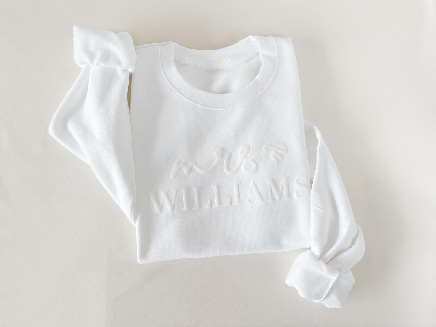 Custom Mrs. Embossed Sweatshirt: Bridal Shower Gift