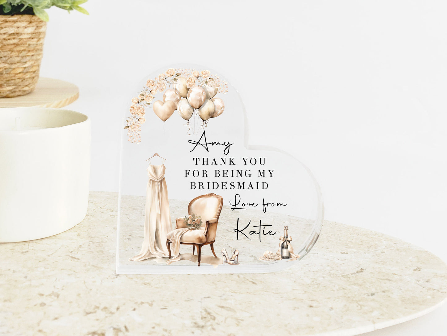 Personalized Bridesmaid Thank You Gift: Wedding Keepsake Block