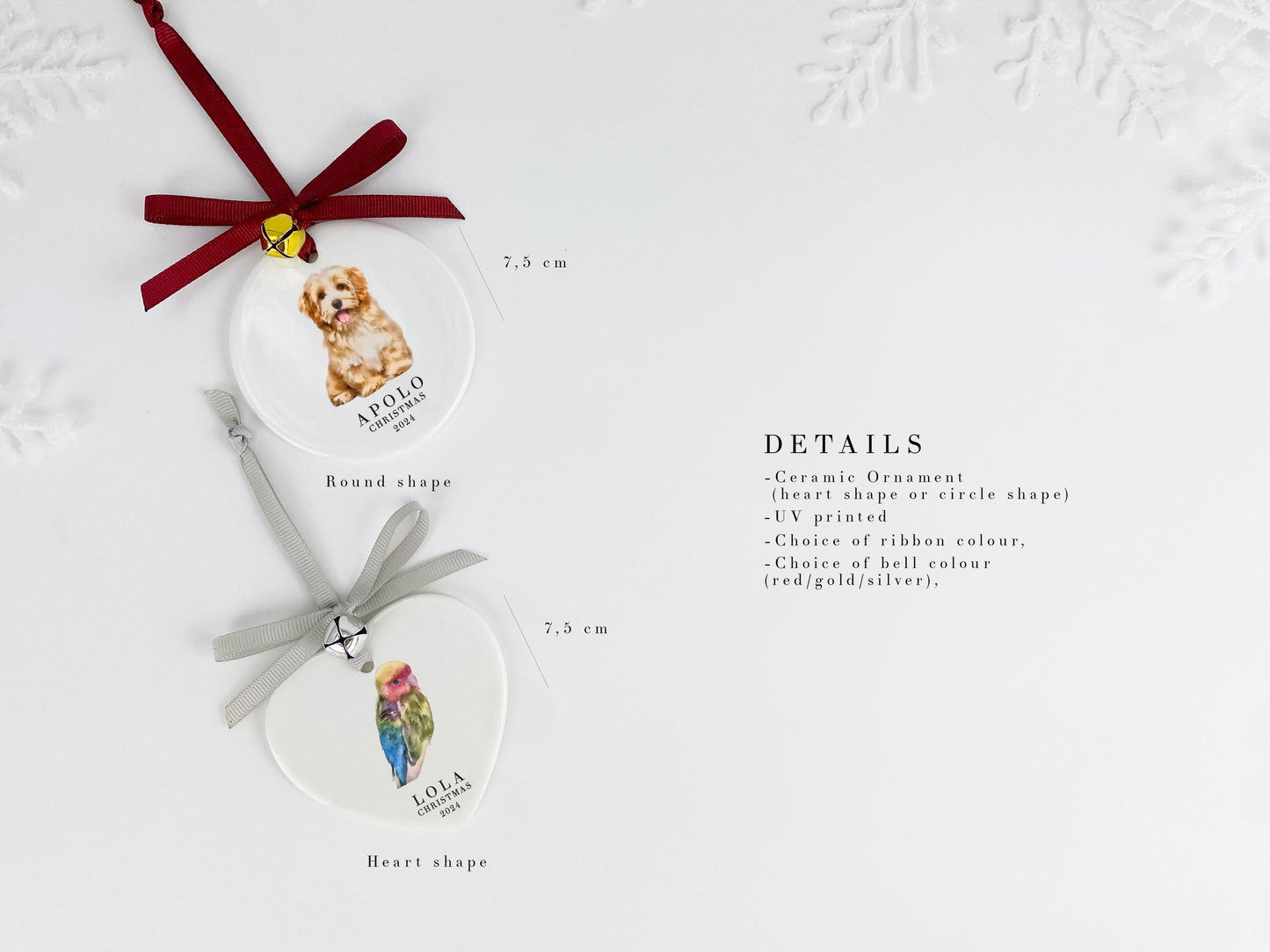 Custom Watercolor Pet Ornament: Personalized Dog Portrait Christmas Bauble