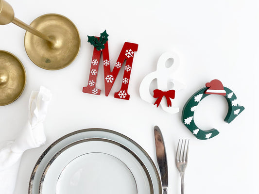 Personalized Christmas Wooden Name Letters: Holiday Table Decor