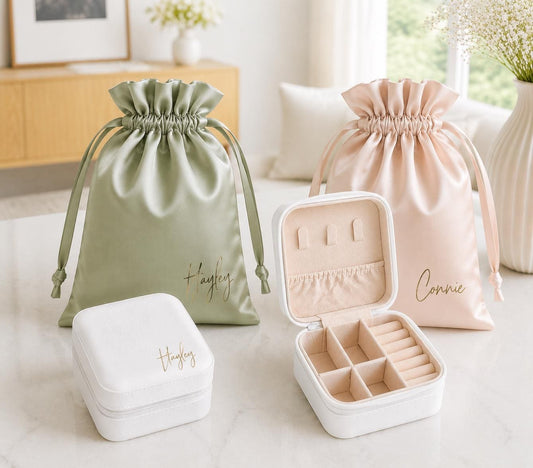 Personalized Jewelry Box: Custom Name Travel Case, Bridesmaid Gift Bag, faux leather