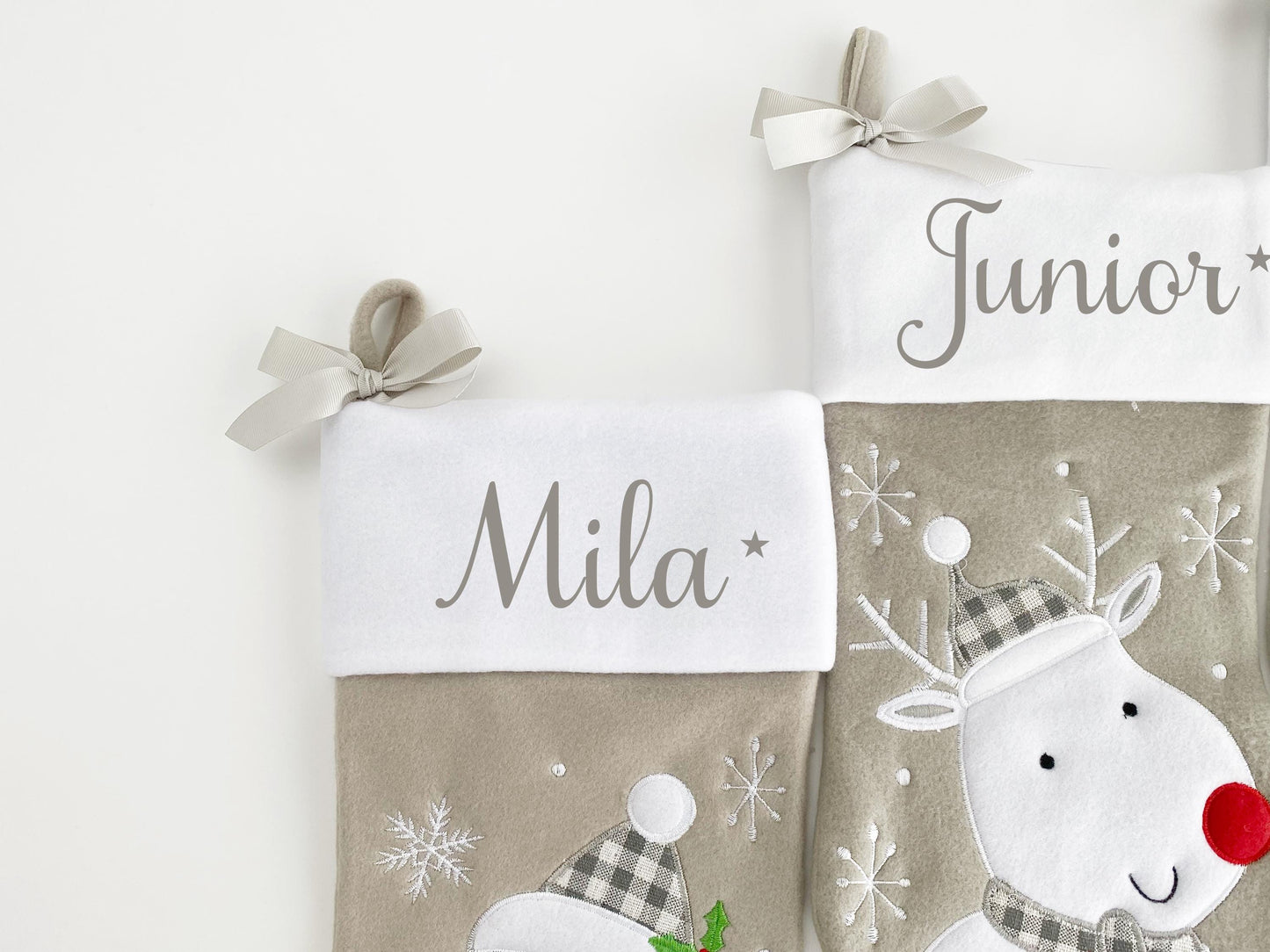 Grey Christmas stocking Christmas stocking Kids Christmas stocking Childs stocking baby stocking family christmas stocking