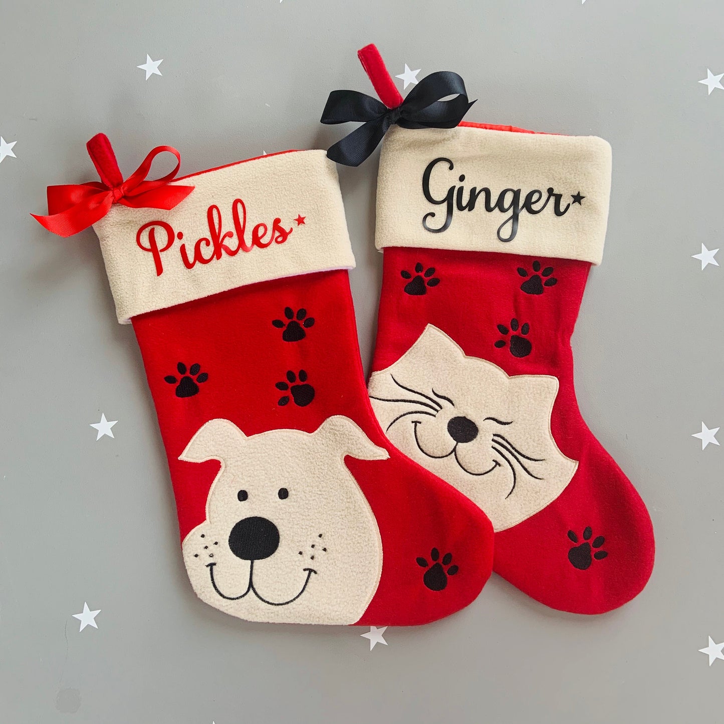 Personalized Plush Pet Christmas Stocking: Cat or Dog Design