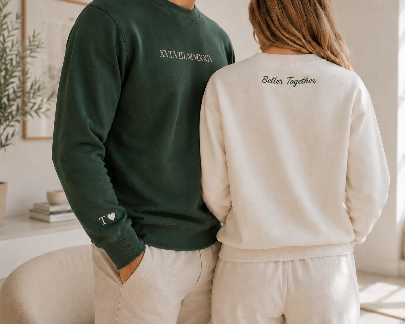 Custom Embroidered Roman Numeral Date Shirt, Hoodie Sweatshirt TShirt, Personalized Couple Gift, Anniversary Gift