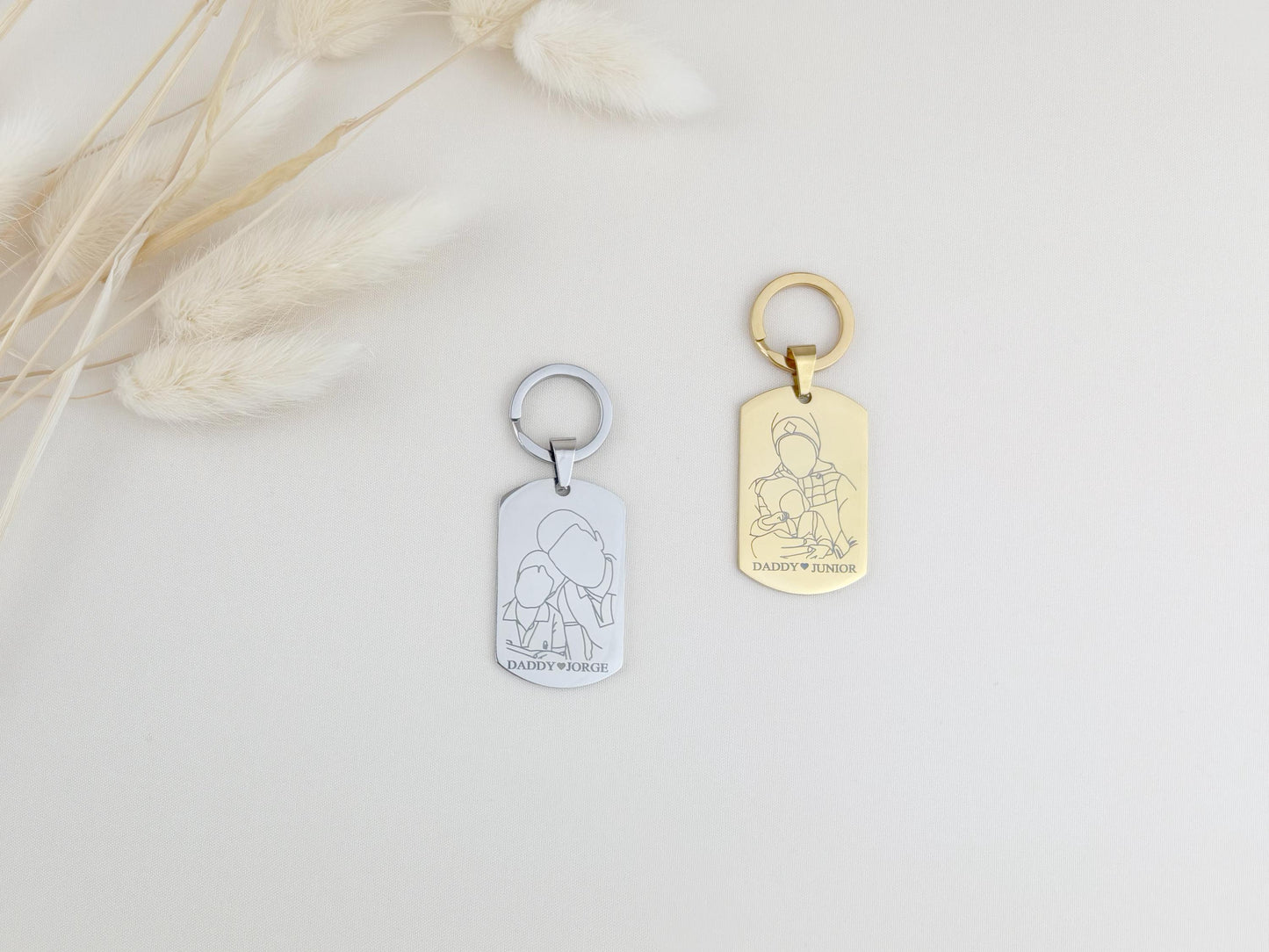 Custom Photo Outline Engraved Keychain – Personalized Daddy Gift