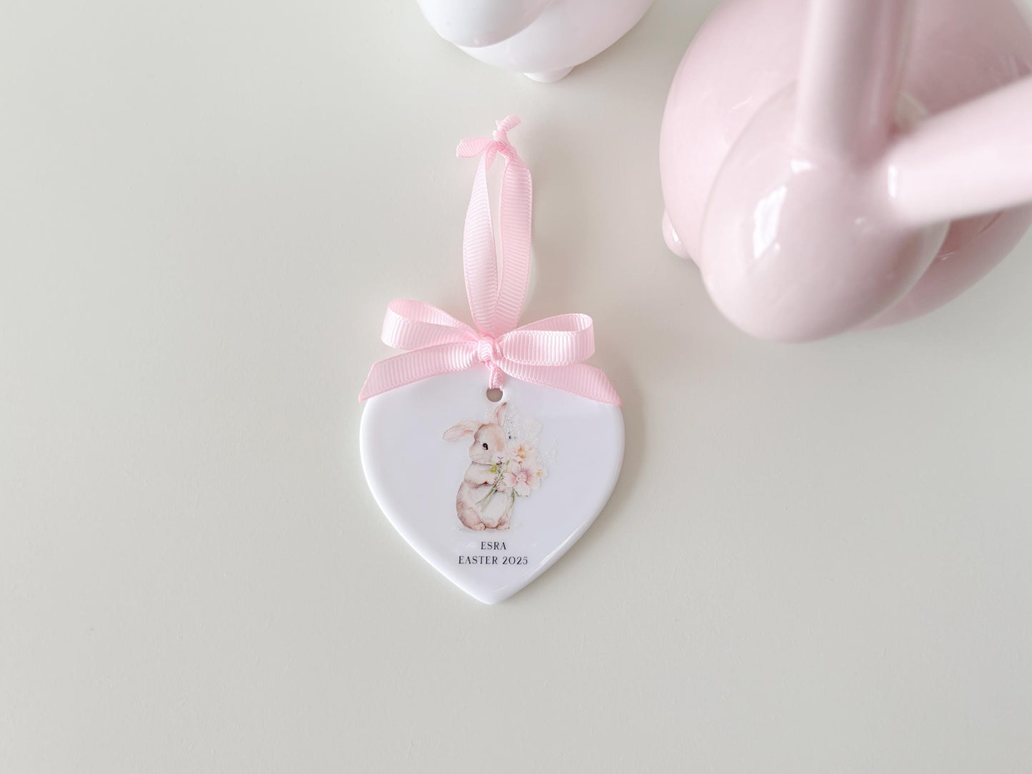 Personalized Ceramic Heart Easter Ornament: First Easter Gift