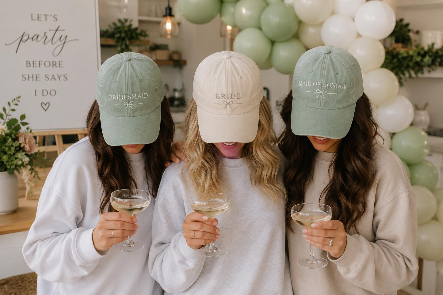 Custom Embroidered Bride Baseball Cap with Bow, Bridal Party Hat