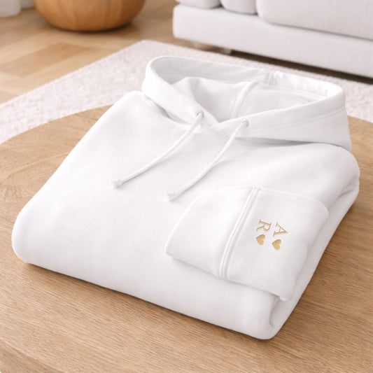 Embroidered Initial Sleeve Hoodie - Personalized Mother's Day Gift