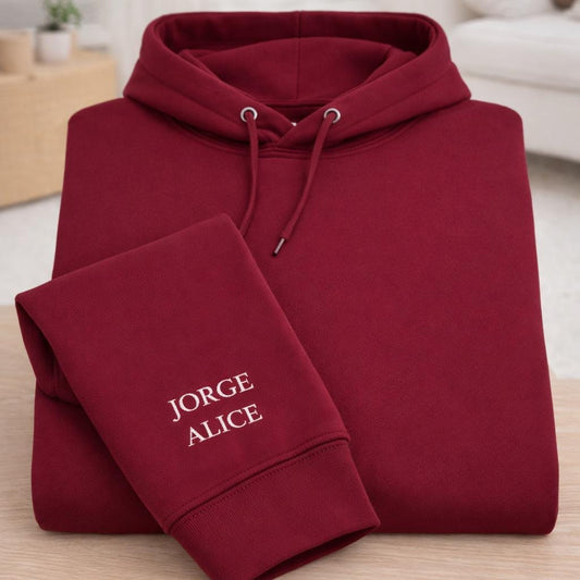 Custom Embroidered Name Sleeve Hoodie - Personalized Father's Day Gift