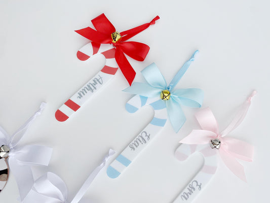 Personalized Candy Cane Christmas Ornament: Striped Acrylic Bauble