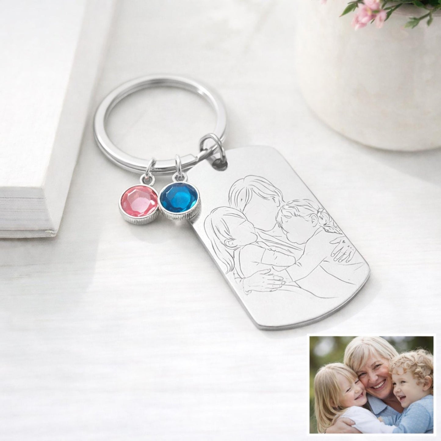 Mothers day keyring for Nana, Nanny, Grandmother with grandchildren photo