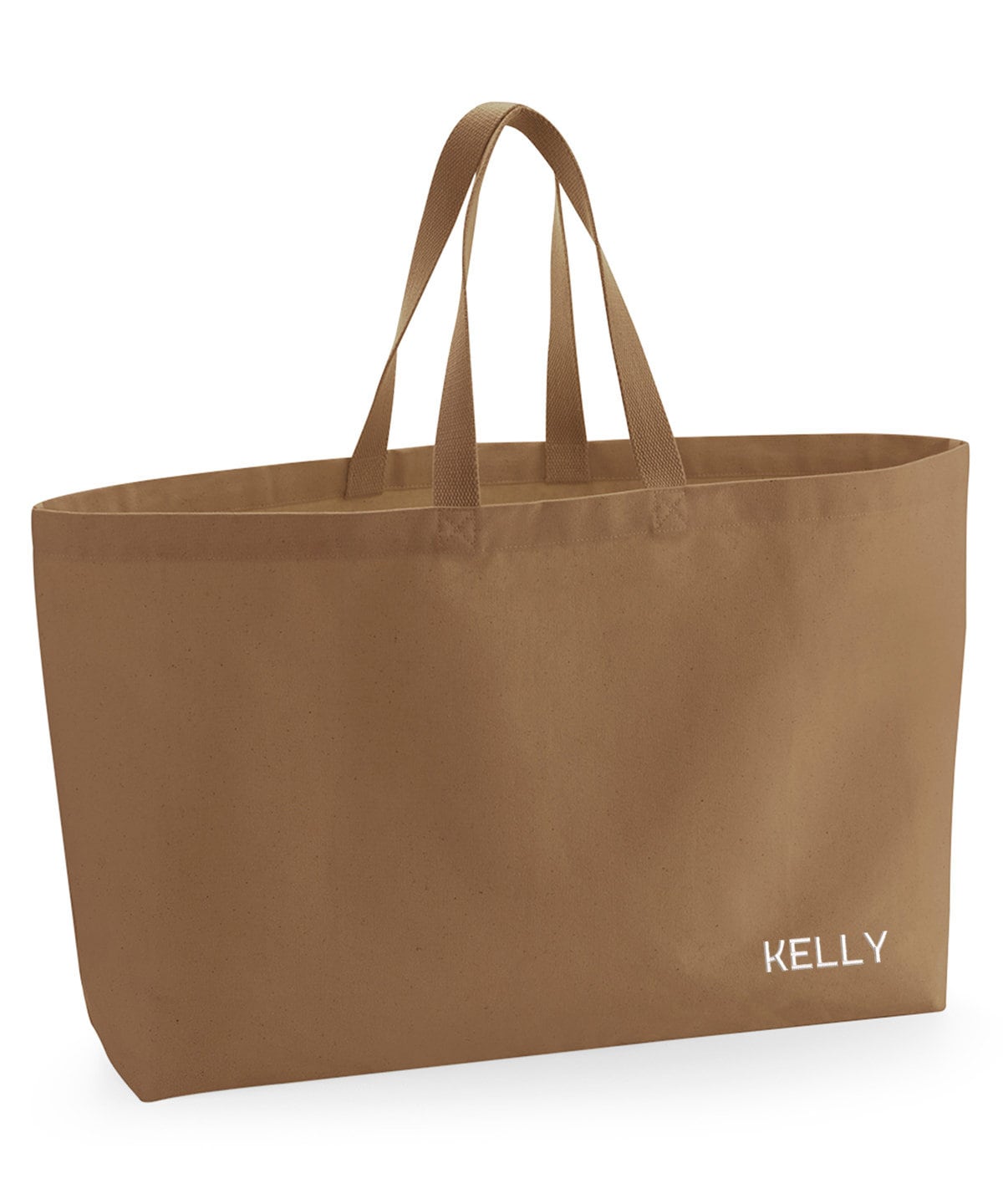 Embroidered Initial Tote Bag: Oversized Organic Cotton Canvas Beach Shopper