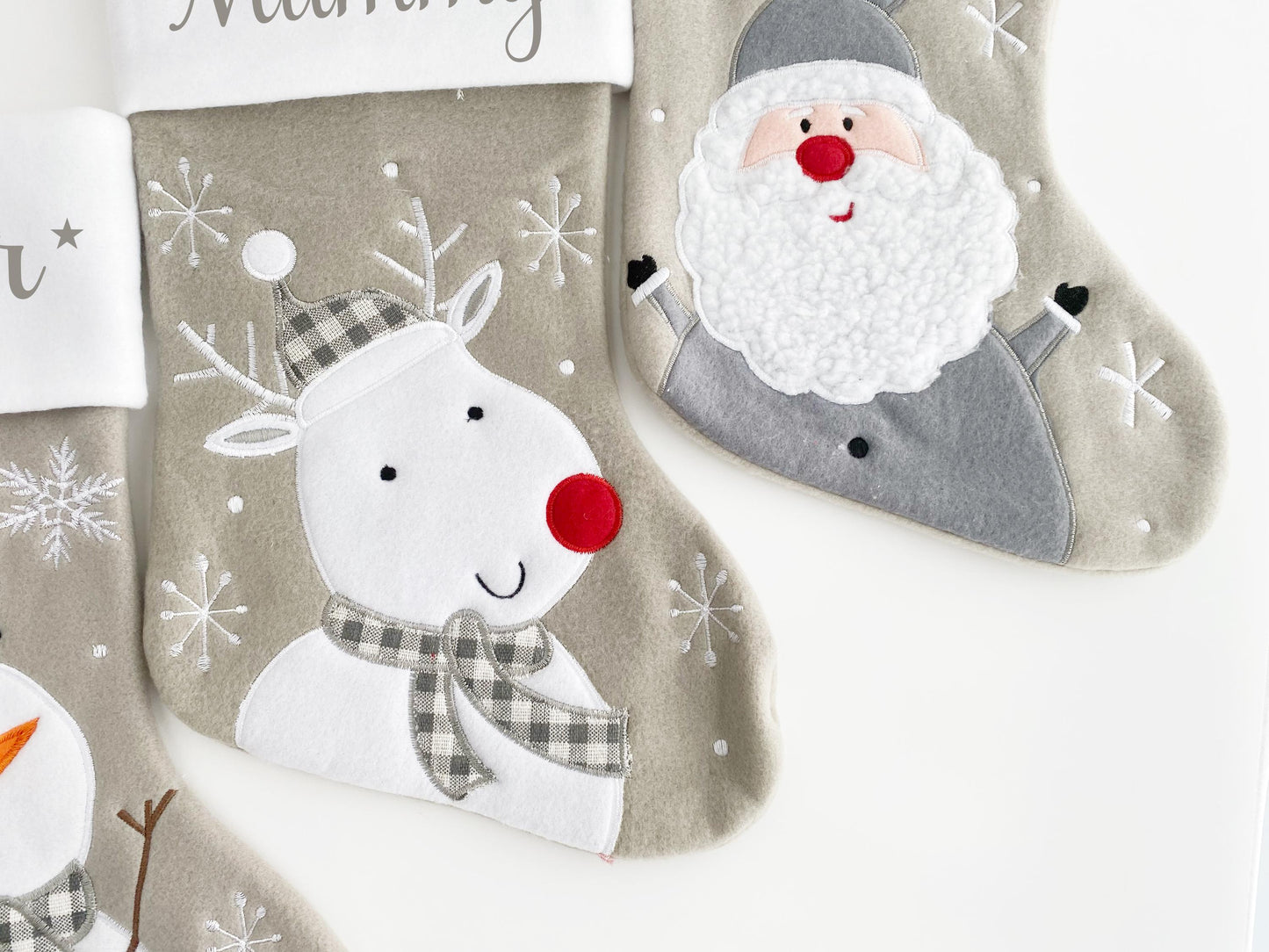 Grey Christmas stocking Christmas stocking Kids Christmas stocking Childs stocking baby stocking family christmas stocking