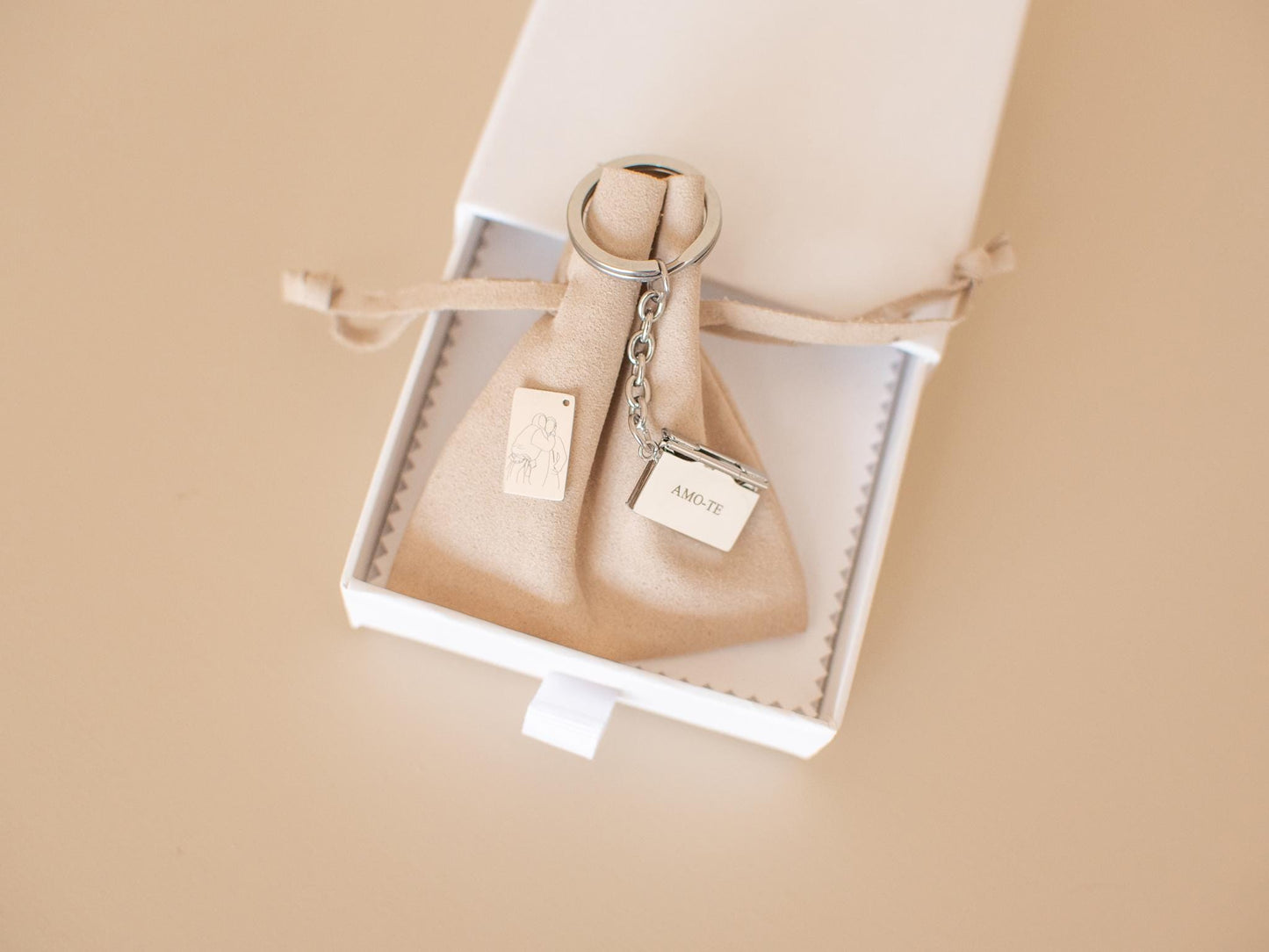 Personalized Envelope Keychain: Engraved Stainless Steel Love Letter