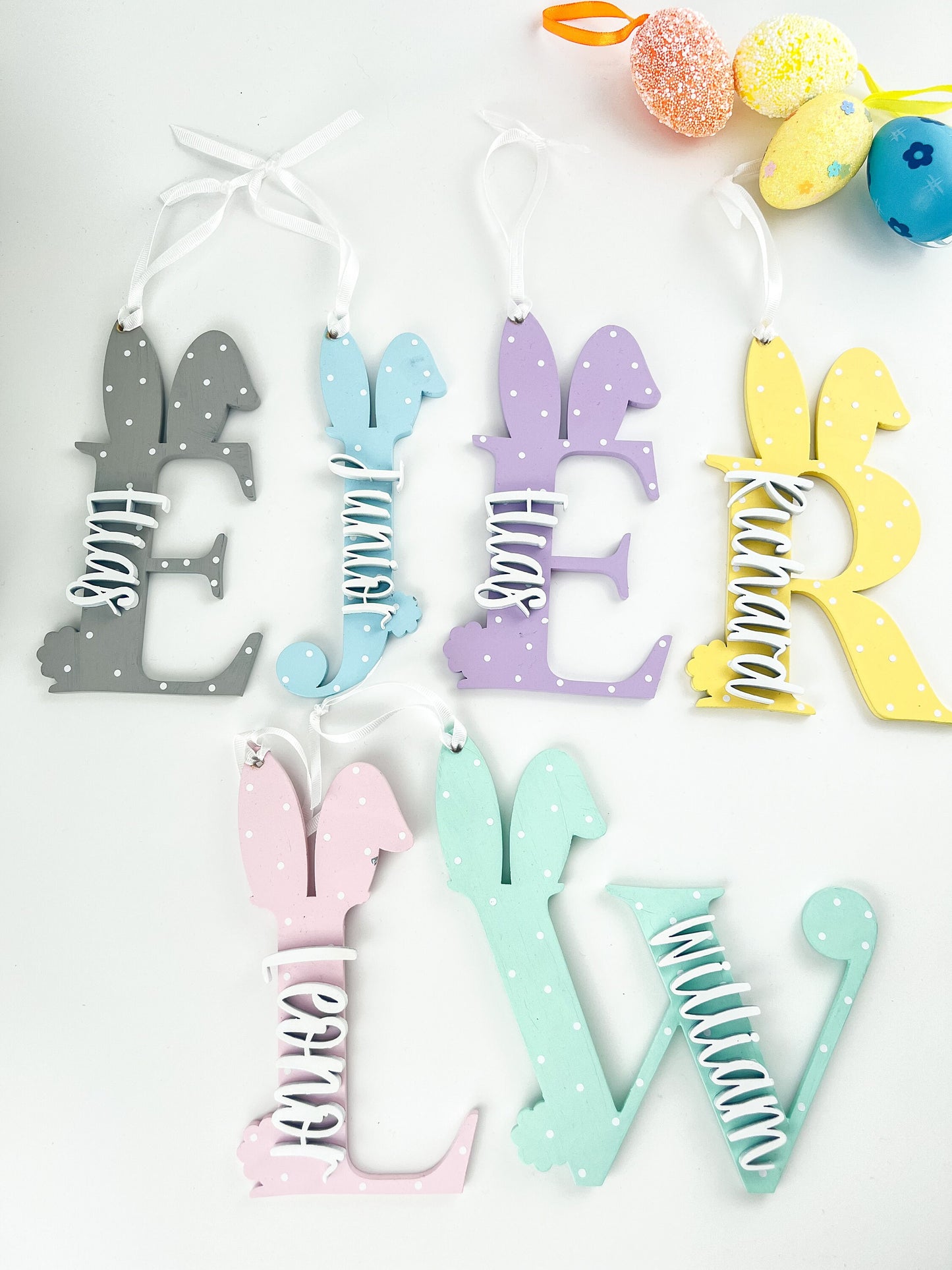 Personalized Easter Name Sign: Wooden Bunny Letter, Kids Decor