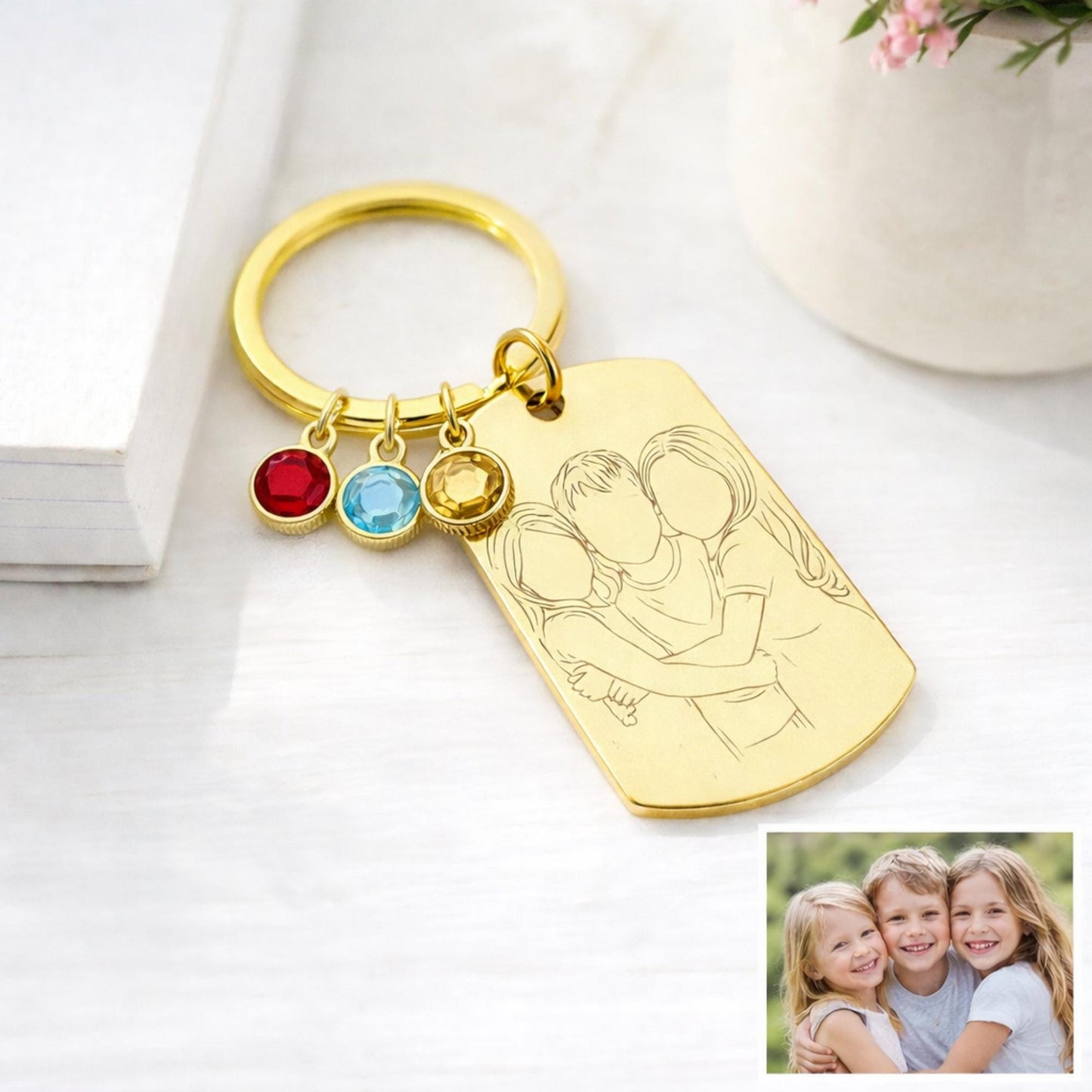 Mothers day keyring for Nana, Nanny, Grandmother with grandchildren photo