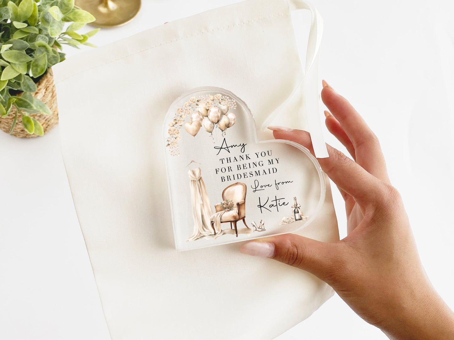 Personalized Bridesmaid Thank You Gift: Wedding Keepsake Block