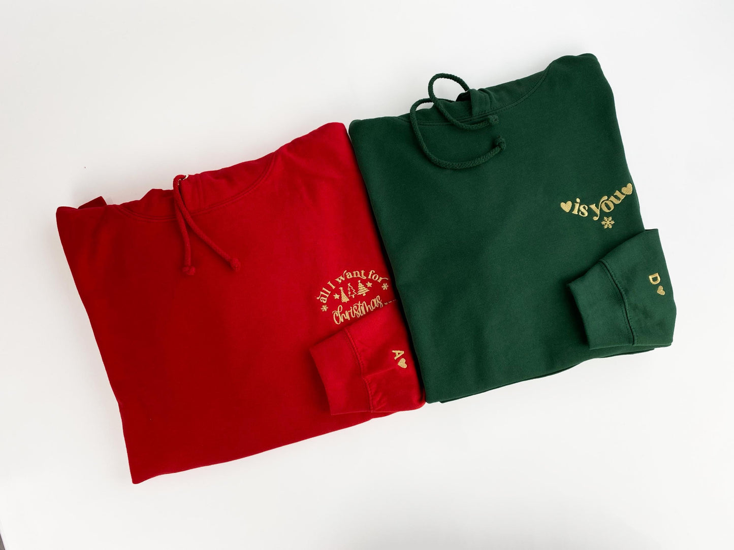 Embroidered Couple Christmas Hoodies: Matching Holiday Sweatshirts