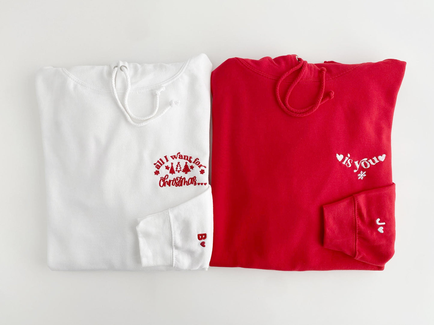 Embroidered Couple Christmas Hoodies: Matching Holiday Sweatshirts