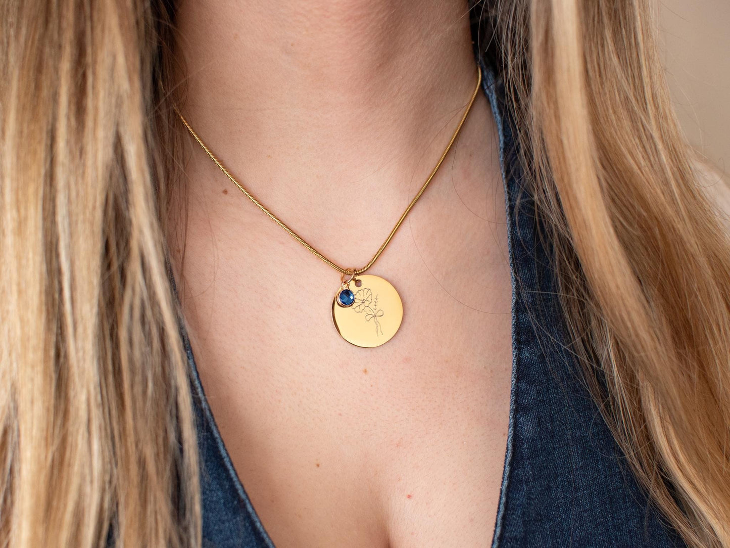Custom Birth Flower Bouquet Necklace: Engraved Family Keepsake