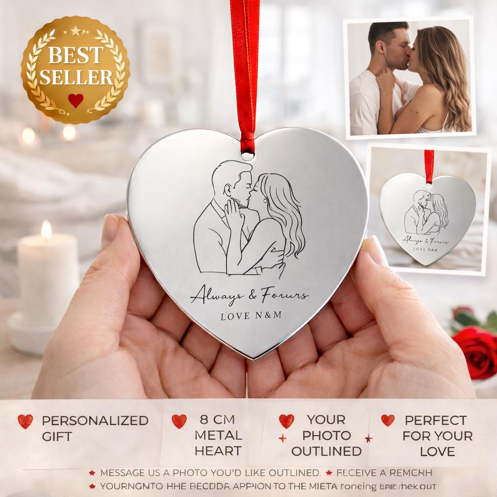 Personalized Photo Engraved Heart Ornament, Mother's Day Gift