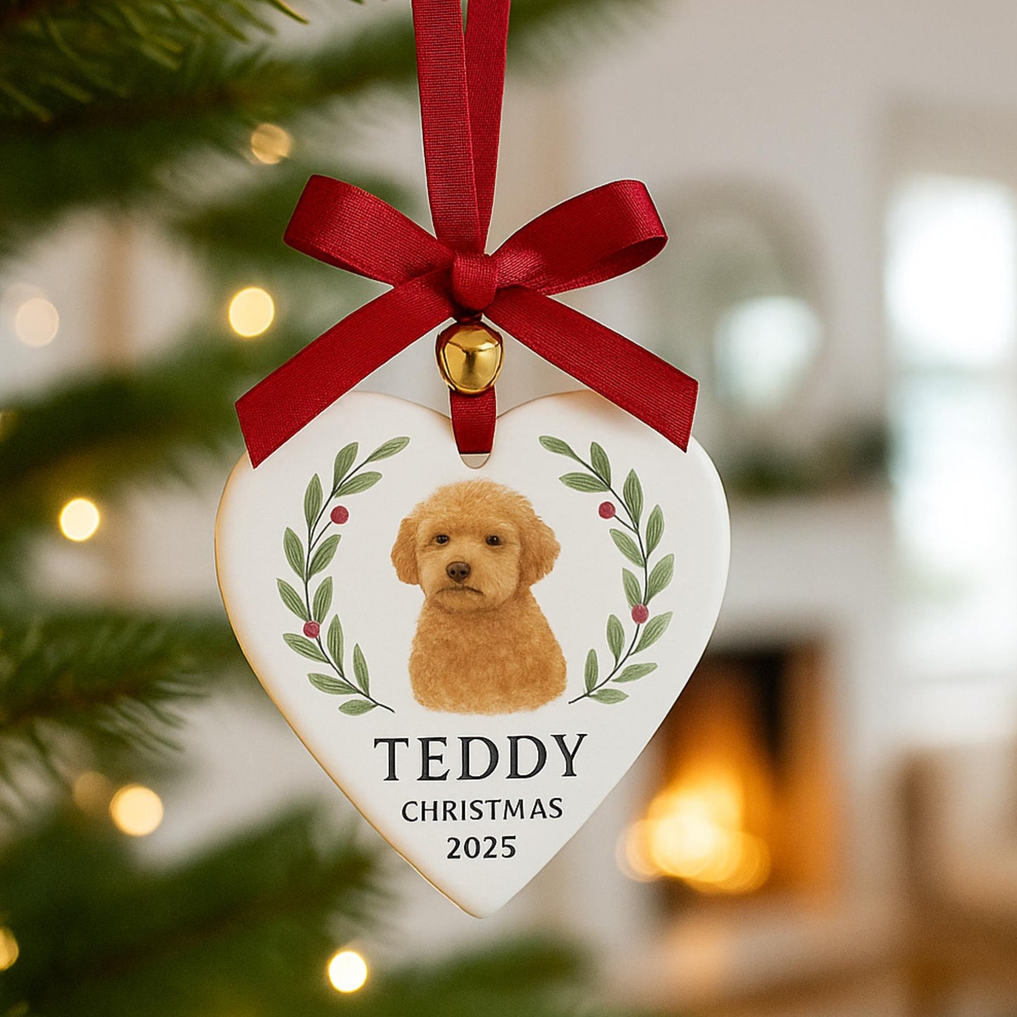 Personalized Pet Portrait Ornament | Custom Ceramic Christmas Keepsake