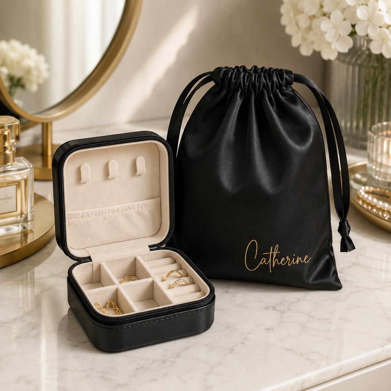 Personalized Travel Jewelry Box, Custom Bridesmaid Gift
