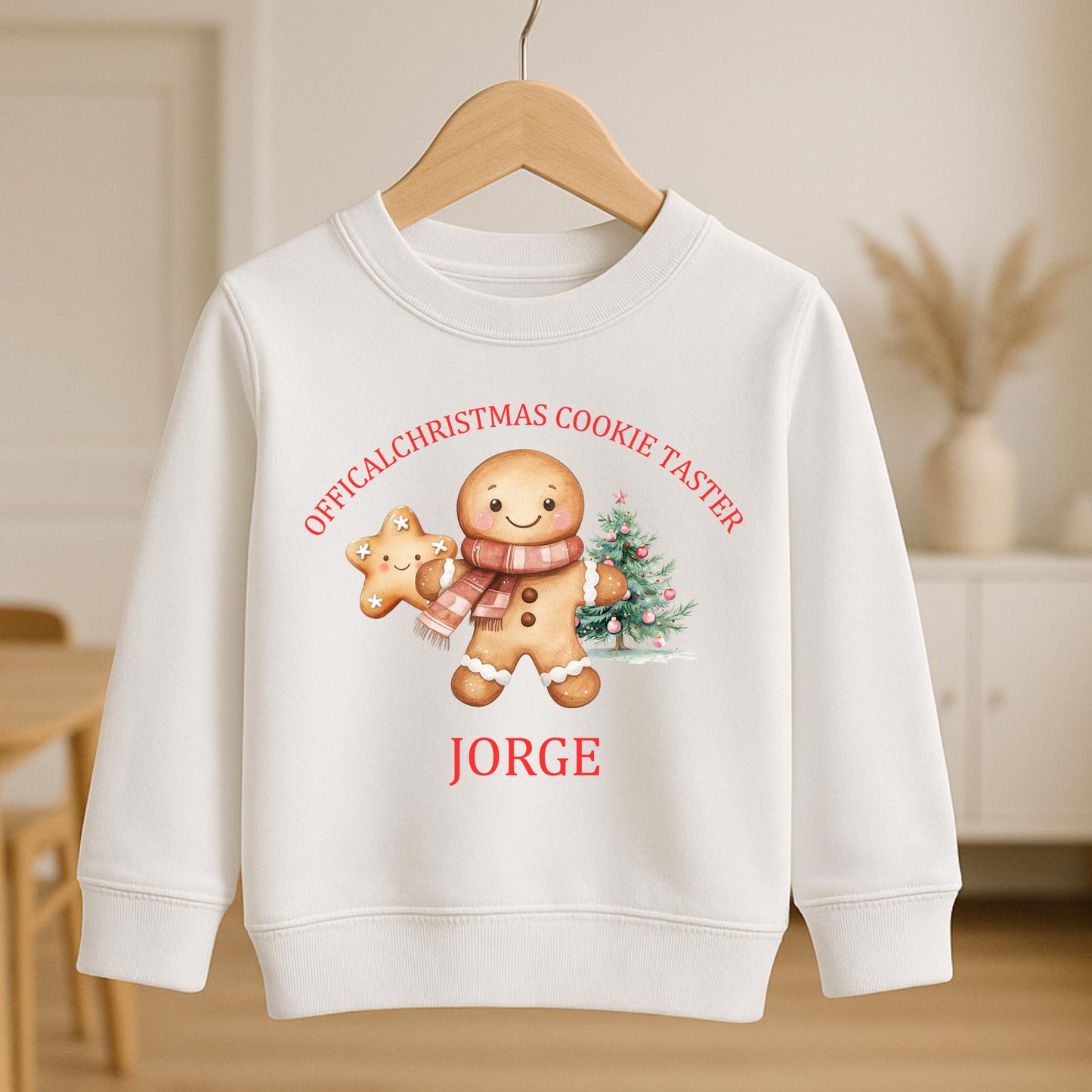 Personalized Christmas Cookie Taster Toddler Sweatshirt, Custom Name Holiday Shirt