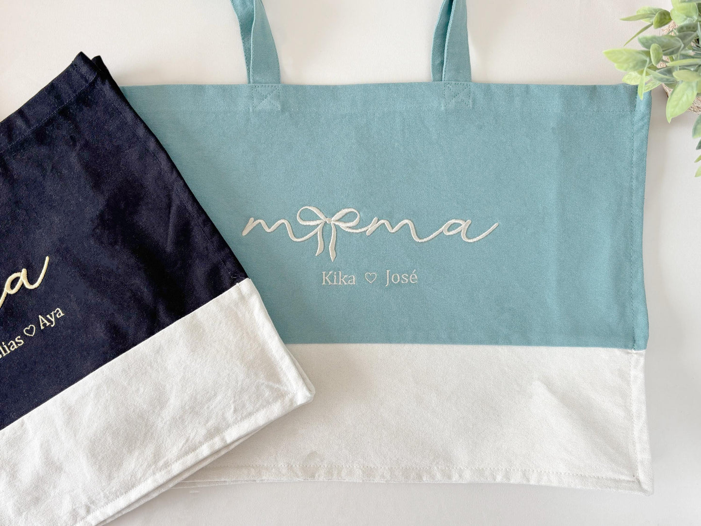 Personalized Grandma Tote Bag: Embroidered Kids' Names, Organic Cotton