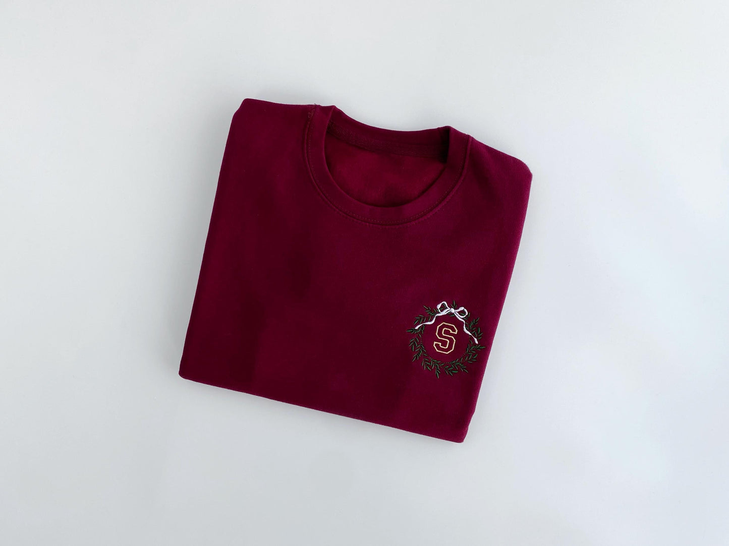 Embroidered Initial Christmas Sweatshirt - Kids Personalized Jumper