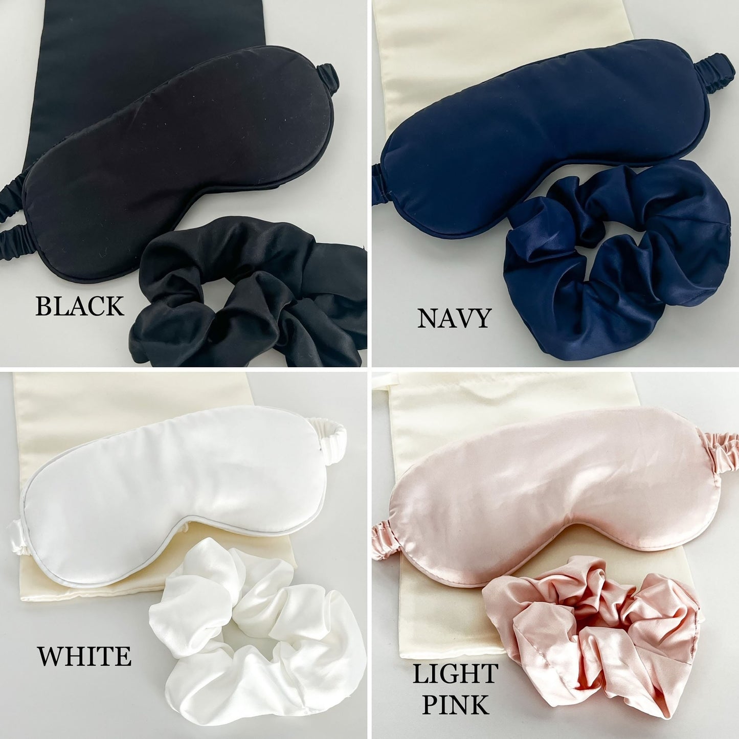 Bridesmaid Gift Set, Satin Scrunchies, Eye Mask, Custom Gift Bag