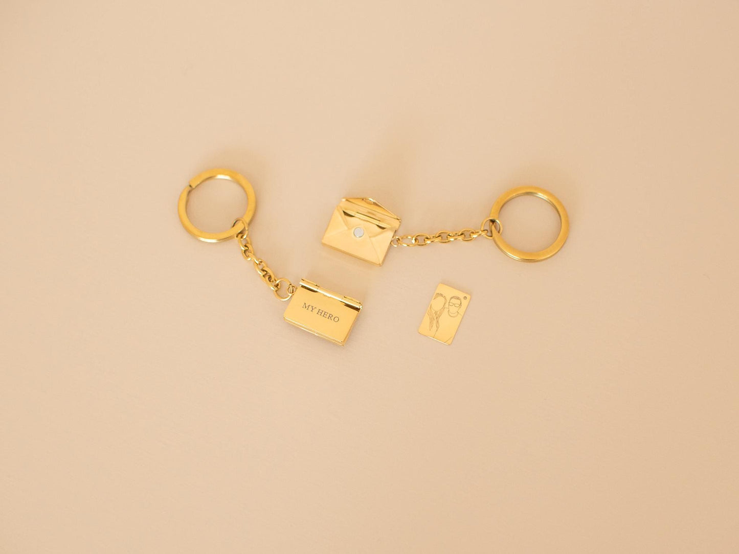 Personalized Envelope Keychain: Engraved Stainless Steel Love Letter