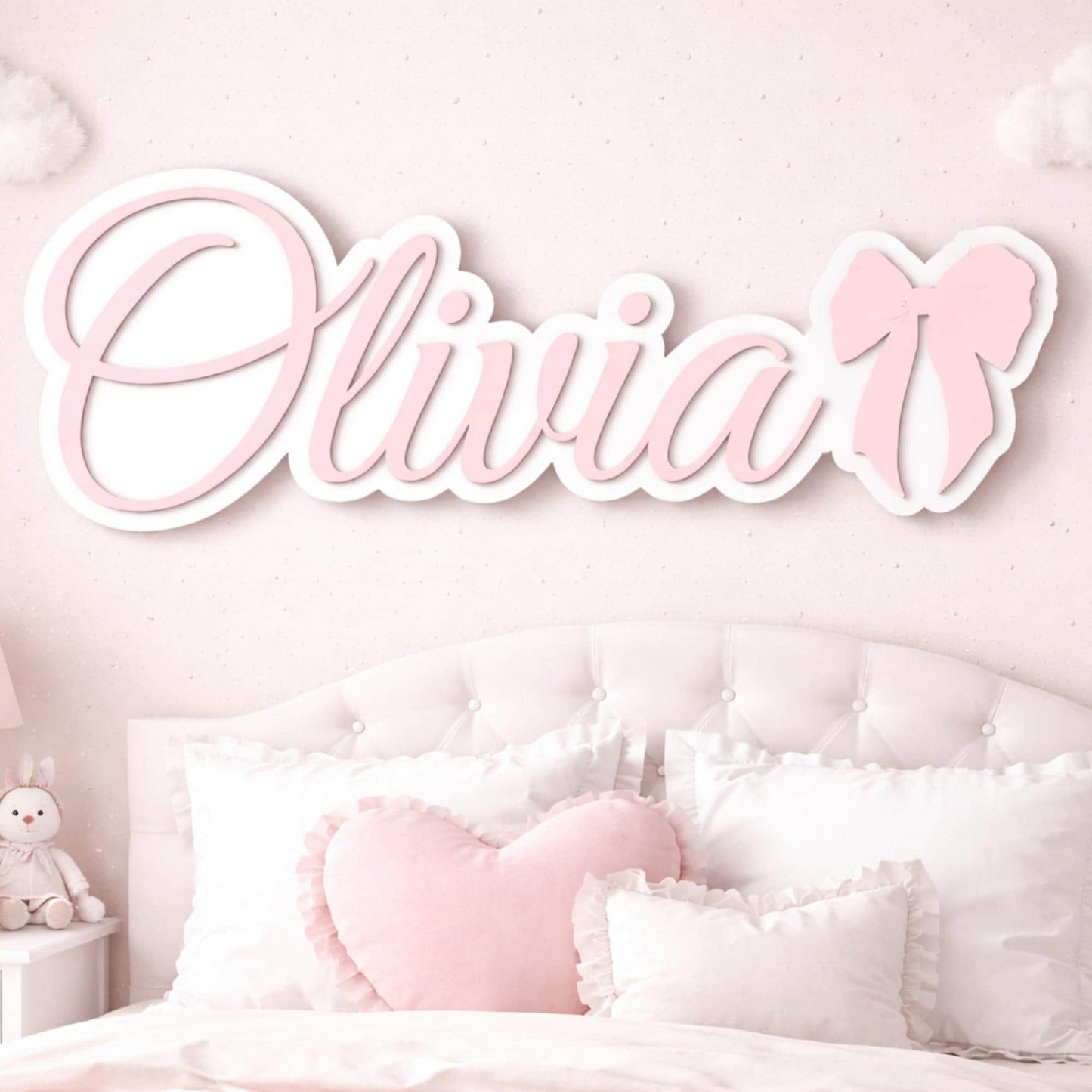 Personalized 3D Wooden Name Sign, Floral Nursery Decor, Baby Girl Room Plaque