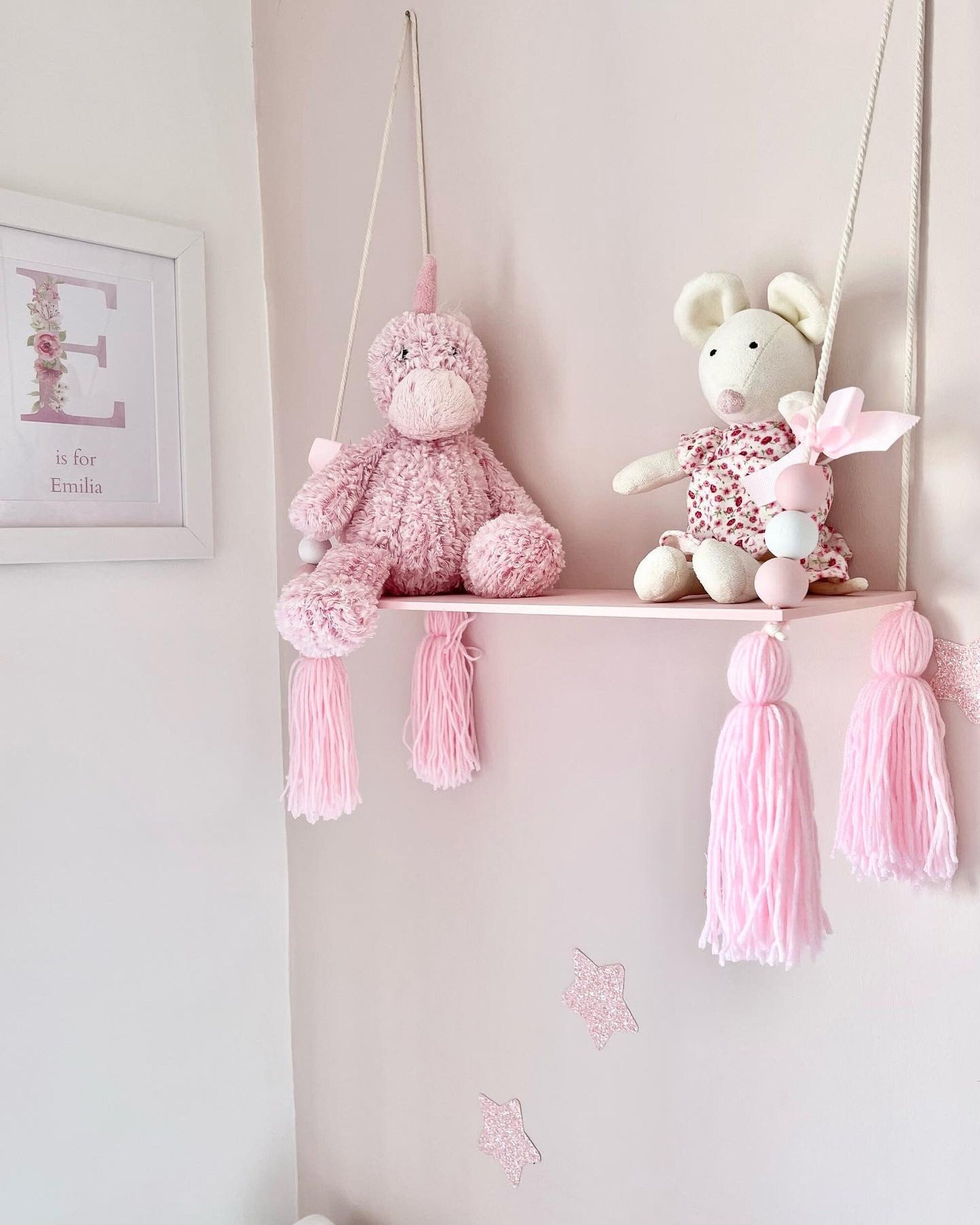 Hanging Tassel Shelf: Nordic Style Floating Shelf, Nursery Decor (40x15cm)