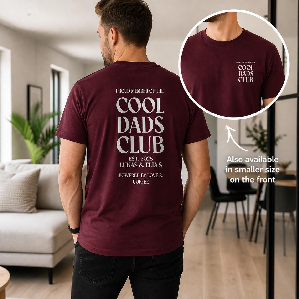 Cool Dads Club Papa T-Shirt Personalised with Names, First Father’s Day Gift, Custom Dad Shirt, New Dad Baby Announcement Tee