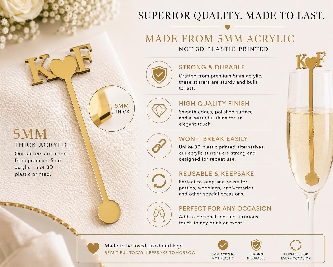 Custom Monogram Stir Sticks, Personalized Acrylic Cocktail Sticks, Bridal Shower Bar Decor